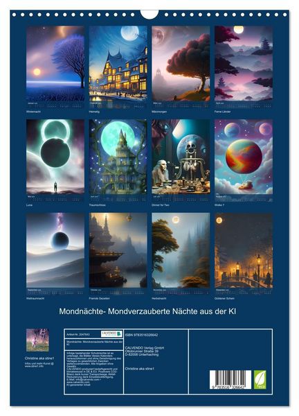 Produktbild: Mondn&auml;chte- Mondverzauberte N&auml;chte aus der KI (Wandkalender 2026 DIN A3 hoch), CALVENDO Monatskalender