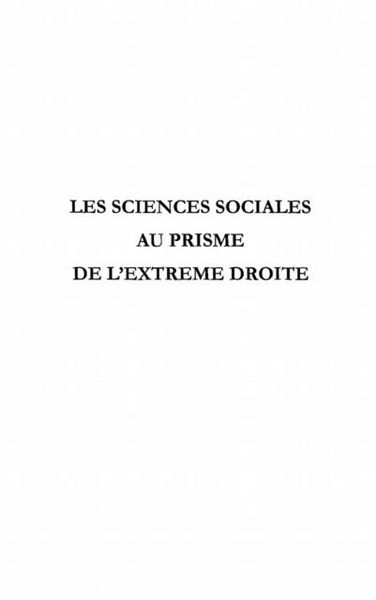 Produktbild: Les sciences sociales au prisme de l'extrEme droite