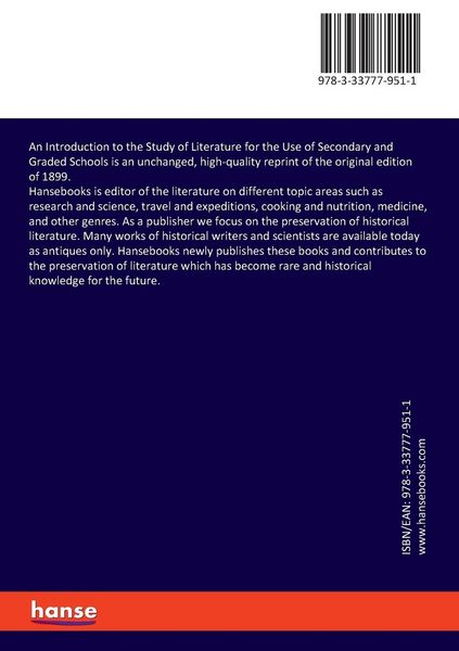 Produktbild: An Introduction to the Study of Literature for the Use of Secondary and Graded Schools