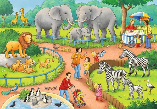 Produktbild: Puzzle Ravensburger Ein Tag im Zoo 2 X 24 Teile