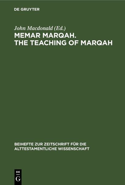 Produktbild: Memar Marqah. The Teaching of Marqah