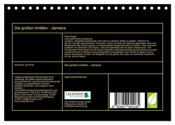 Produktbild: Die gro&szlig;en Antillen - Jamaica (Tischkalender 2026 DIN A5 quer), CALVENDO Monatskalender