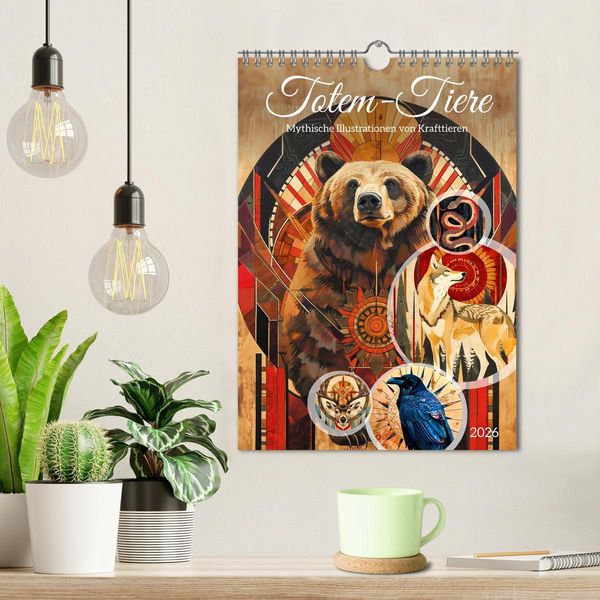 Produktbild: Totem-Tiere - Mythische Illustrationen von Krafttieren (Wandkalender 2026 DIN A4 hoch), CALVENDO Monatskalender