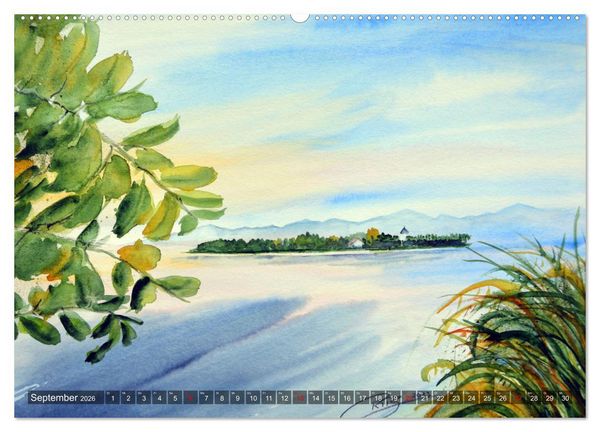 Produktbild: Chiemsee Aquarelle (Wandkalender 2026 DIN A2 quer), CALVENDO Monatskalender