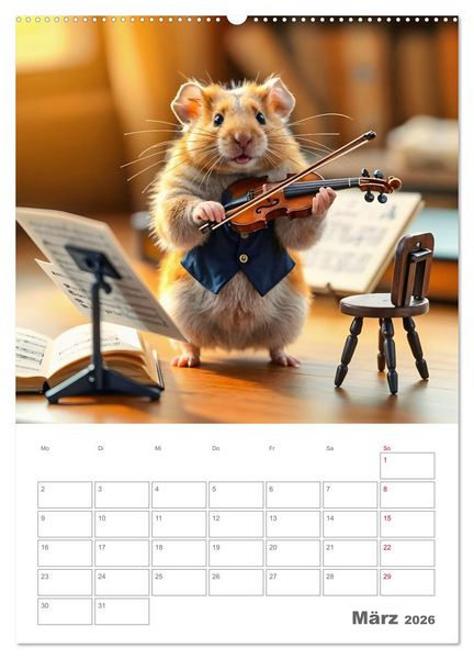 Produktbild: School Hamster - Eifrige KI Hamster pr&auml;sentieren ihre Hamsterschule (hochwertiger Premium Wandkalender 2026 DIN A2 hoch), Kunstdruck in Hochglanz
