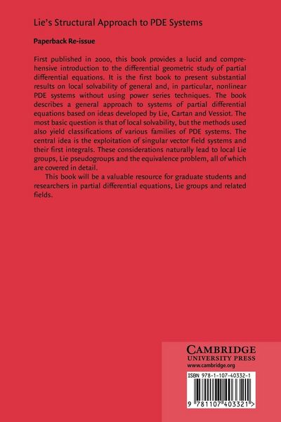 Produktbild: Lie's Structural Approach to Pde Systems