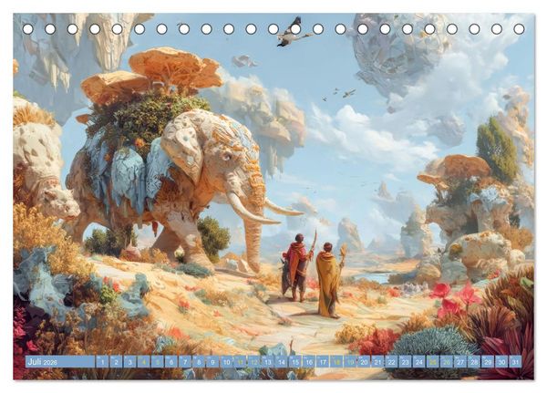 Produktbild: Tierparadies - Tierische Fantasiewelten (Tischkalender 2026 DIN A5 quer), CALVENDO Monatskalender