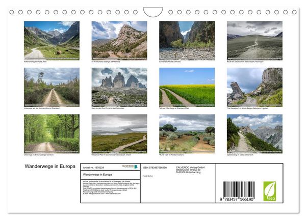 Produktbild: Wanderwege in Europa (Wandkalender 2026 DIN A4 quer), CALVENDO Monatskalender
