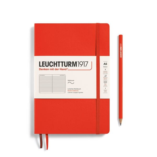 Produktbild: LEUCHTTURM1917 Notizbuch Medium (A5), Softcover, 123 nummerierte Seiten, Lobster, liniert