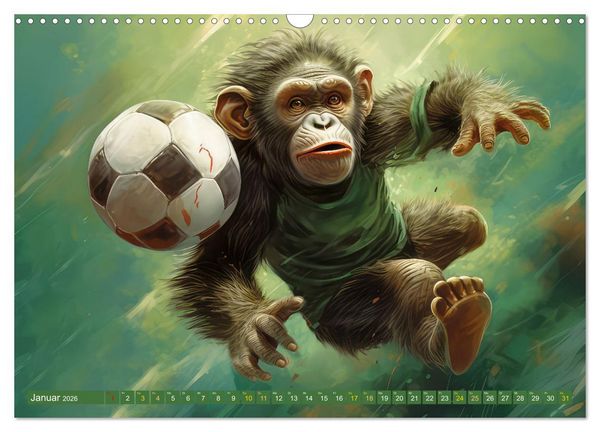 Produktbild: Fu&szlig;ballfieber bei den Babyaffen (Wandkalender 2026 DIN A3 quer), CALVENDO Monatskalender