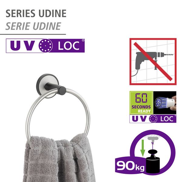 Produktbild: UV-Loc&reg; Handtuchring Mod. Udine, Befestigen ohne Bohren mit innovativem Klebesystem
