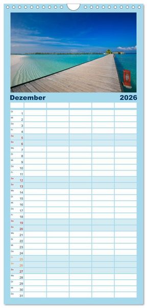 Produktbild: Familienplaner 2026 - Traumstr&auml;nde in der Karibik mit 5 Spalten (Wandkalender, 21 x 45 cm) CALVENDO