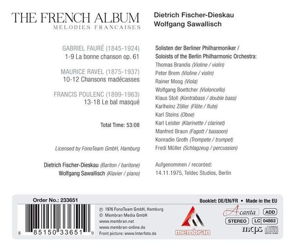 Produktbild: Fischer-Dieskau, D: Fischer-Dieskau - French Album