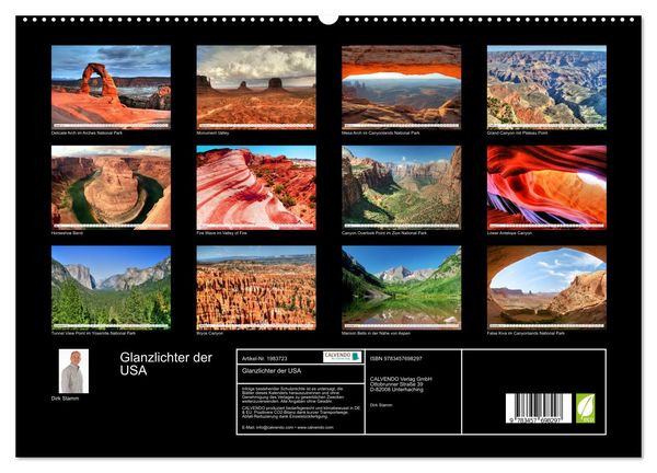 Produktbild: Glanzlichter der USA (hochwertiger Premium Wandkalender 2026 DIN A2 quer), Kunstdruck in Hochglanz