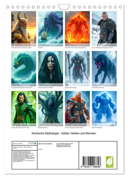 Produktbild: Nordische Mythologie - G&ouml;tter, Helden und Monster (Wandkalender 2026 DIN A4 hoch), CALVENDO Monatskalender