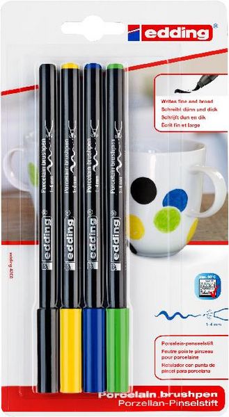 Produktbild: edding 4200 Porzellan Pinselstifte 1-4mm 4er Set
