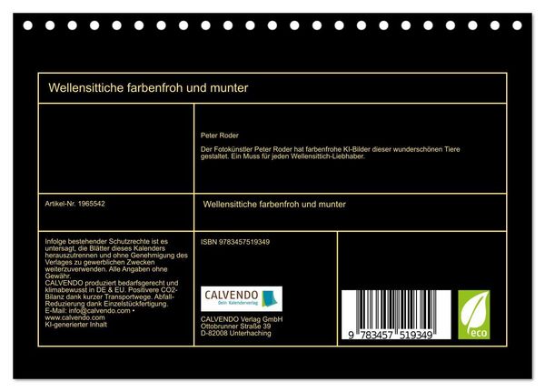 Produktbild: Wellensittiche farbenfroh und munter (Tischkalender 2026 DIN A5 quer), CALVENDO Monatskalender