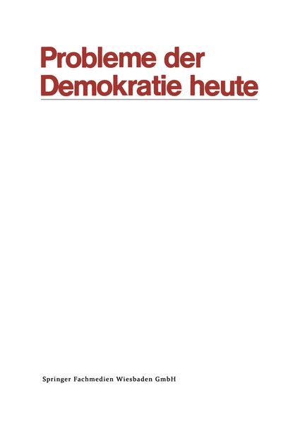 Produktbild: Probleme der Demokratie heute