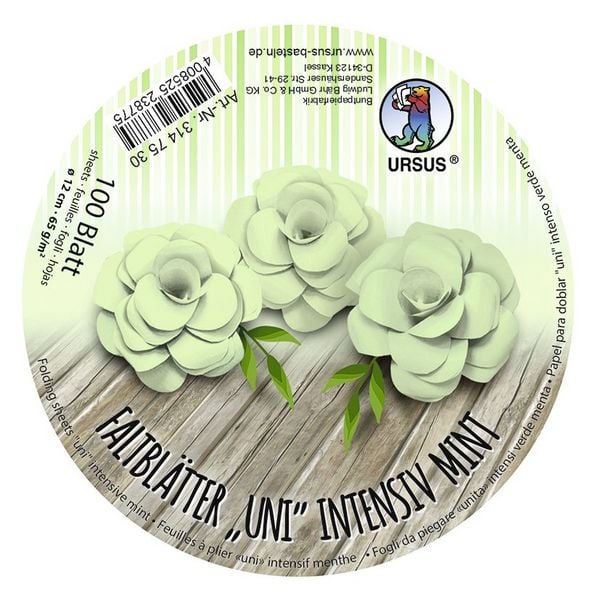 Produktbild: URSUS Falten Faltbl&auml;tter Uni intensiv, Plakatkarton, 65 g/m&sup2;, &Oslash; 12 cm, mint