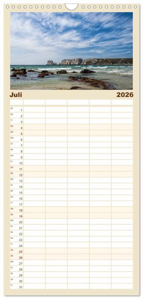 Produktbild: Familienplaner 2026 - Bretagne - Bilder einer K&uuml;stenlandschaft mit 5 Spalten (Wandkalender, 21 x 45 cm) CALVENDO