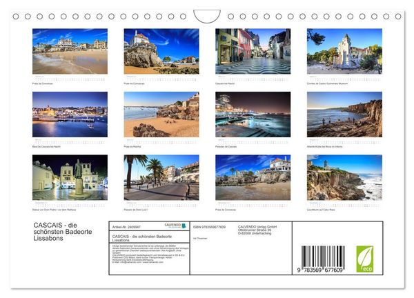 Produktbild: CASCAIS - die sch&ouml;nsten Badeorte Lissabons (Wandkalender 2027 DIN A4 quer), CALVENDO Monatskalender