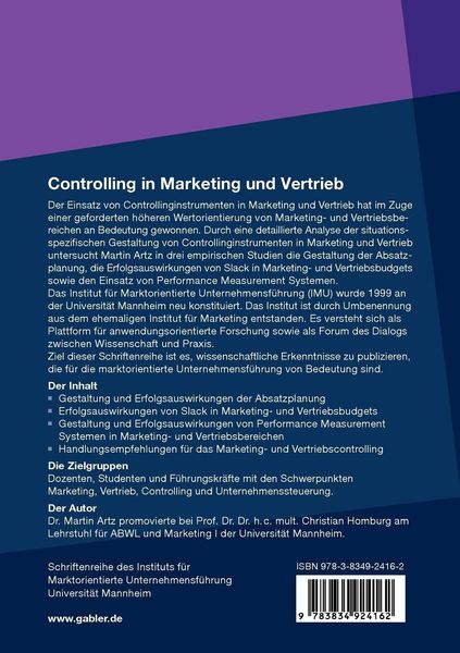 Produktbild: Controlling in Marketing und Vertrieb