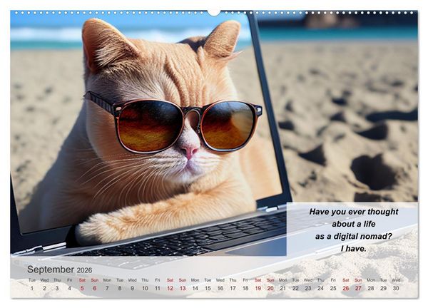 Produktbild: The humoristic cat guide (Wall Calendar 2026 DIN A2 landscape), CALVENDO 12 Month Wall Calendar