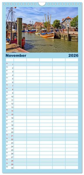 Produktbild: Familienplaner 2026 - Reise an die Nordsee - Neuharlingersiel mit 5 Spalten (Wandkalender, 21 x 45 cm) CALVENDO