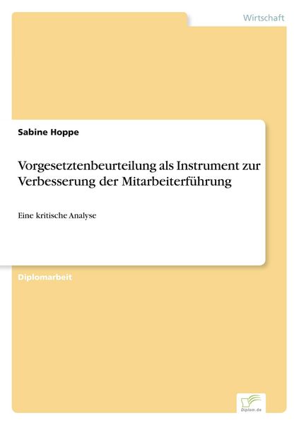Produktbild: Vorgesetztenbeurteilung als Instrument zur Verbesserung der Mitarbeiterf&uuml;hrung