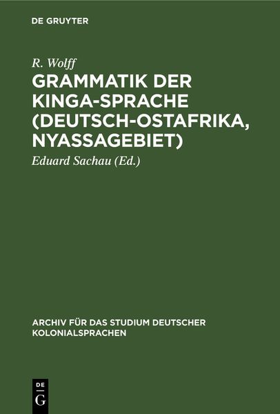 Produktbild: Grammatik der Kinga-Sprache (Deutsch-Ostafrika, Nyassagebiet)
