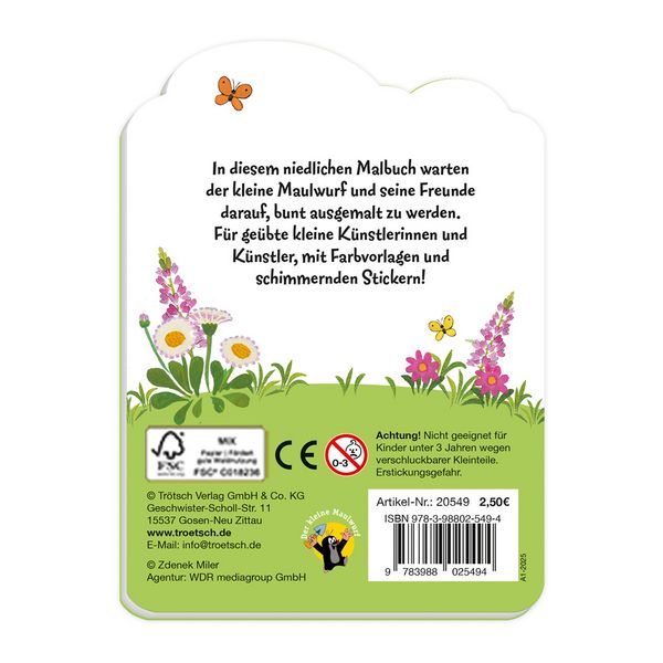 Produktbild: TR&Ouml;TSCH - Der kleine Maulwurf Mini-Malbuch mit Glitzerstickern Malbuch mit Stickern | Ab 3 Jahren