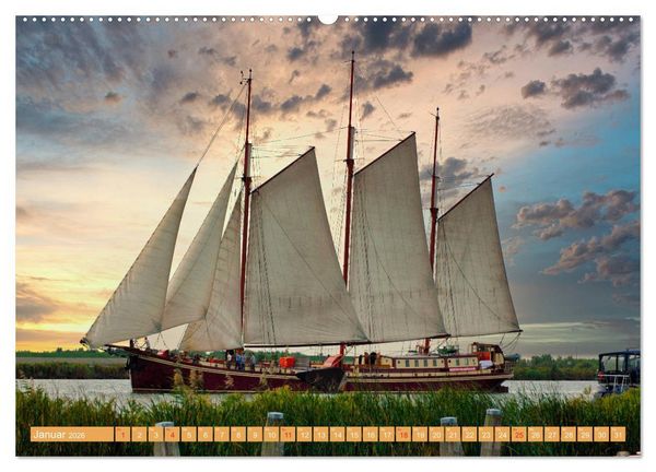Produktbild: Segeln im Sonnenuntergang (Wandkalender 2026 DIN A2 quer), CALVENDO Monatskalender