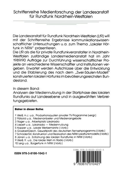Produktbild: Lokalradio in Nordrhein-Westfalen &mdash; Analysen zur Mediennutzung