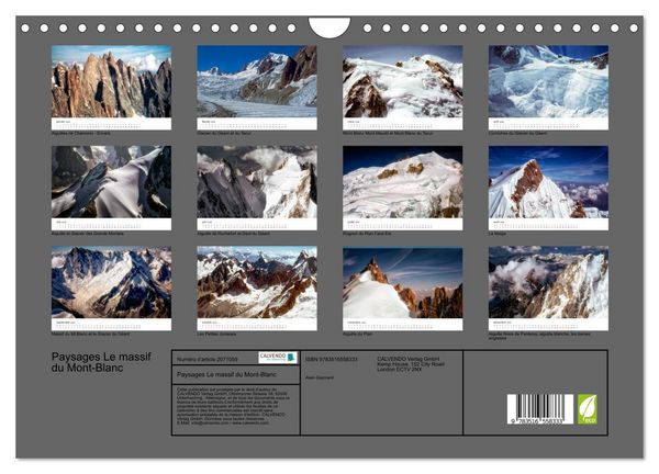 Produktbild: Paysages Le massif du Mont-Blanc (Calendrier mural 2026 DIN A4 vertical), CALVENDO calendrier mensuel