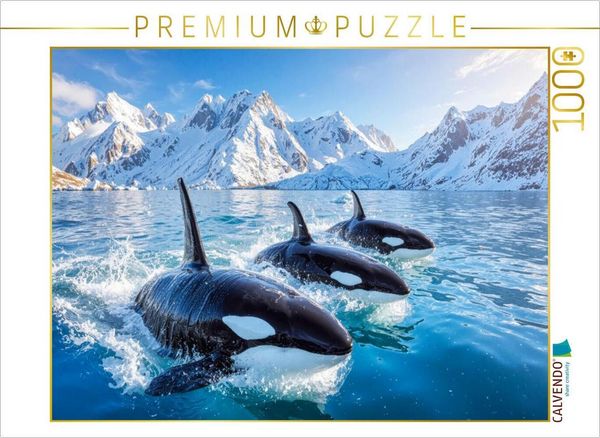 Produktbild: CALVENDO Puzzle Orca-Parade im Polarmeer | 1000 Teile Lege-Gr&ouml;&szlig;e 64x48cm Foto-Puzzle f&uuml;r gl&uuml;ckliche Stunden