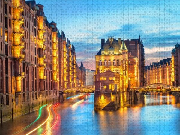 CALVENDO Puzzle Speicherstadt in Hamburg | 1000 Teile Lege-Größe 64 × 48 cm Foto-Puzzle für glückliche Stunden