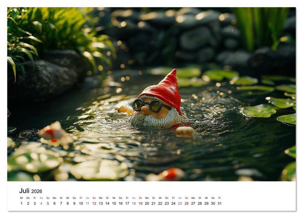 Produktbild: Sportliche Gartenzwerge (Wandkalender 2026 DIN A3 quer), CALVENDO Monatskalender