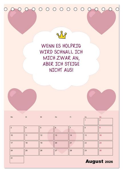 Produktbild: K&ouml;nigin &uuml;ber alles! Typokalender f&uuml;r starke Frauen (Tischkalender 2026 DIN A5 hoch), CALVENDO Monatskalender