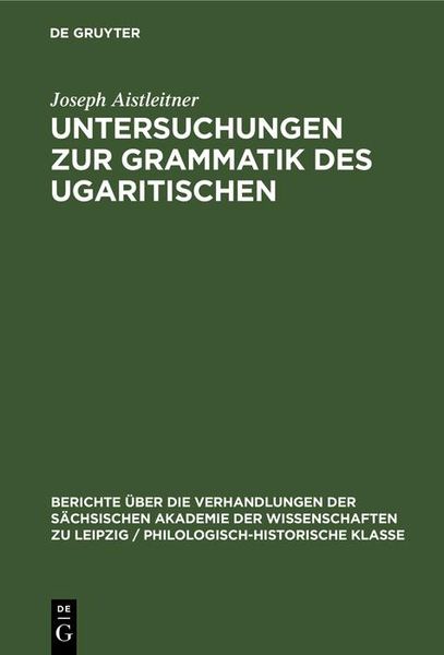 Produktbild: Untersuchungen zur Grammatik des Ugaritischen