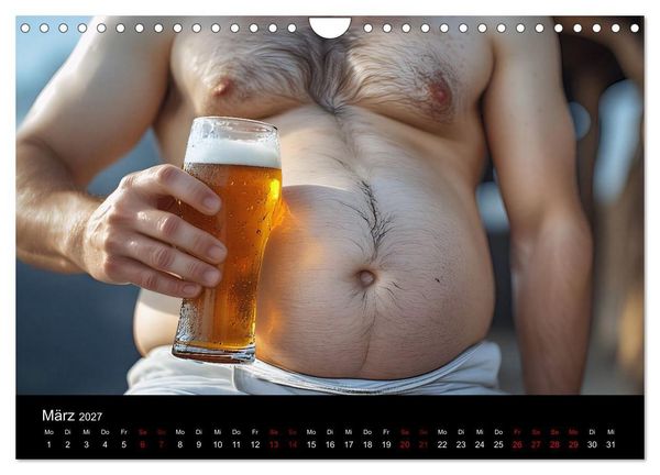 Produktbild: Lustige Kalender M&auml;nner mit Bierb&auml;uchen - Bierbauch Kalender Geschenk f&uuml;r Kollegen, Freunde & Party-Liebhaber Wandkalender (Wandkalender 2027 DIN A4 quer), CALVENDO Monatskalender