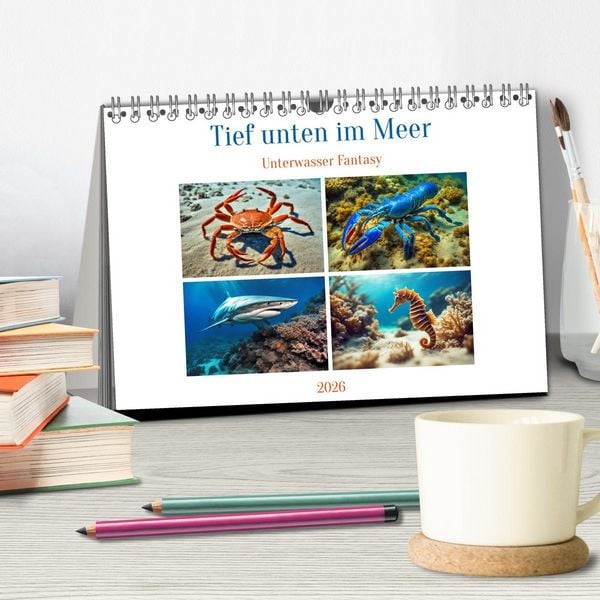 Produktbild: Tief unten im Meer Unterwasser Fantasy (Tischkalender 2026 DIN A5 quer), CALVENDO Monatskalender