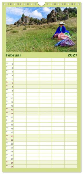 Produktbild: Familienplaner 2027 - Bekanntes und Unbekanntes Peru mit 5 Spalten (Wandkalender, 21 x 45 cm) CALVENDO