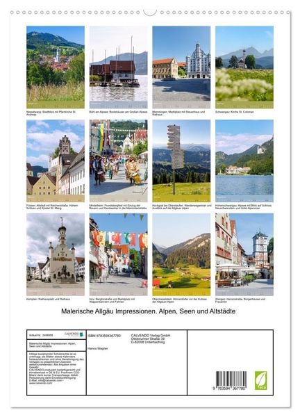 Produktbild: Malerische Allg&auml;u Impressionen. Alpen, Seen und Altst&auml;dte (hochwertiger Premium Wandkalender 2027 DIN A2 hoch), Kunstdruck in Hochglanz