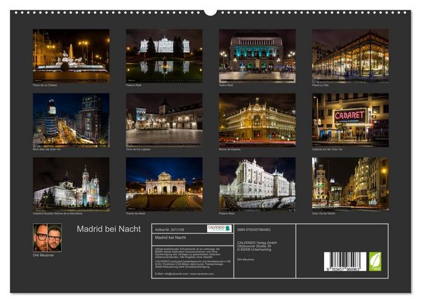Produktbild: Madrid bei Nacht (hochwertiger Premium Wandkalender 2026 DIN A2 quer), Kunstdruck in Hochglanz