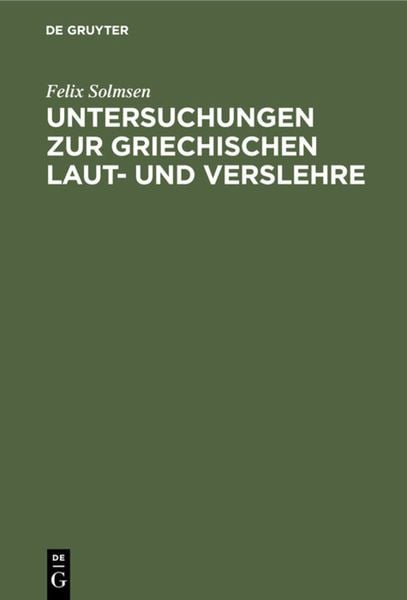 Produktbild: Untersuchungen zur griechischen Laut- und Verslehre