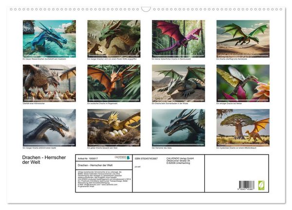 Produktbild: Drachen - Herrscher der Welt (Wandkalender 2026 DIN A2 quer), CALVENDO Monatskalender