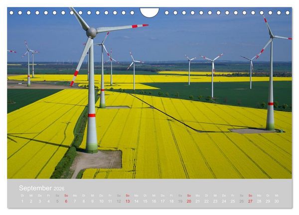 Produktbild: Windkraftanlagen aus der Luft fotografiert (Wandkalender 2026 DIN A4 quer), CALVENDO Monatskalender