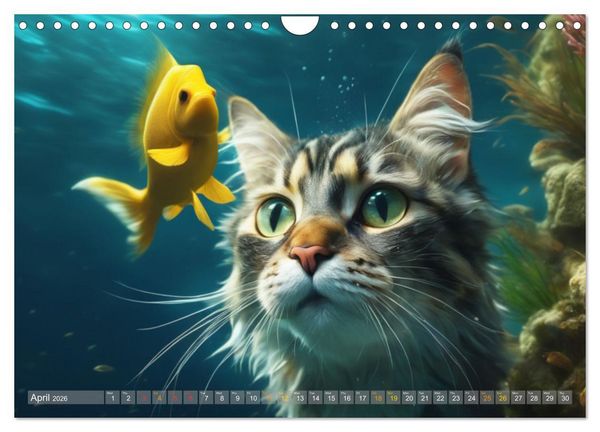 Produktbild: Cats underwater (Wall Calendar 2026 DIN A4 landscape), CALVENDO 12 Month Wall Calendar