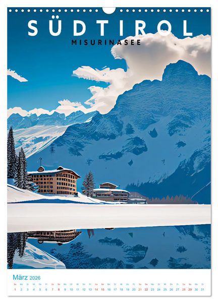 Produktbild: S&uuml;dtirol - Old School Poster Style (Wandkalender 2026 DIN A3 hoch), CALVENDO Monatskalender