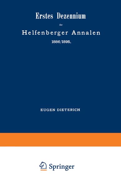 Produktbild: Erstes Dezennium der Helfenberger Annalen 1886/1895 / Helfenberger Annalen 1896